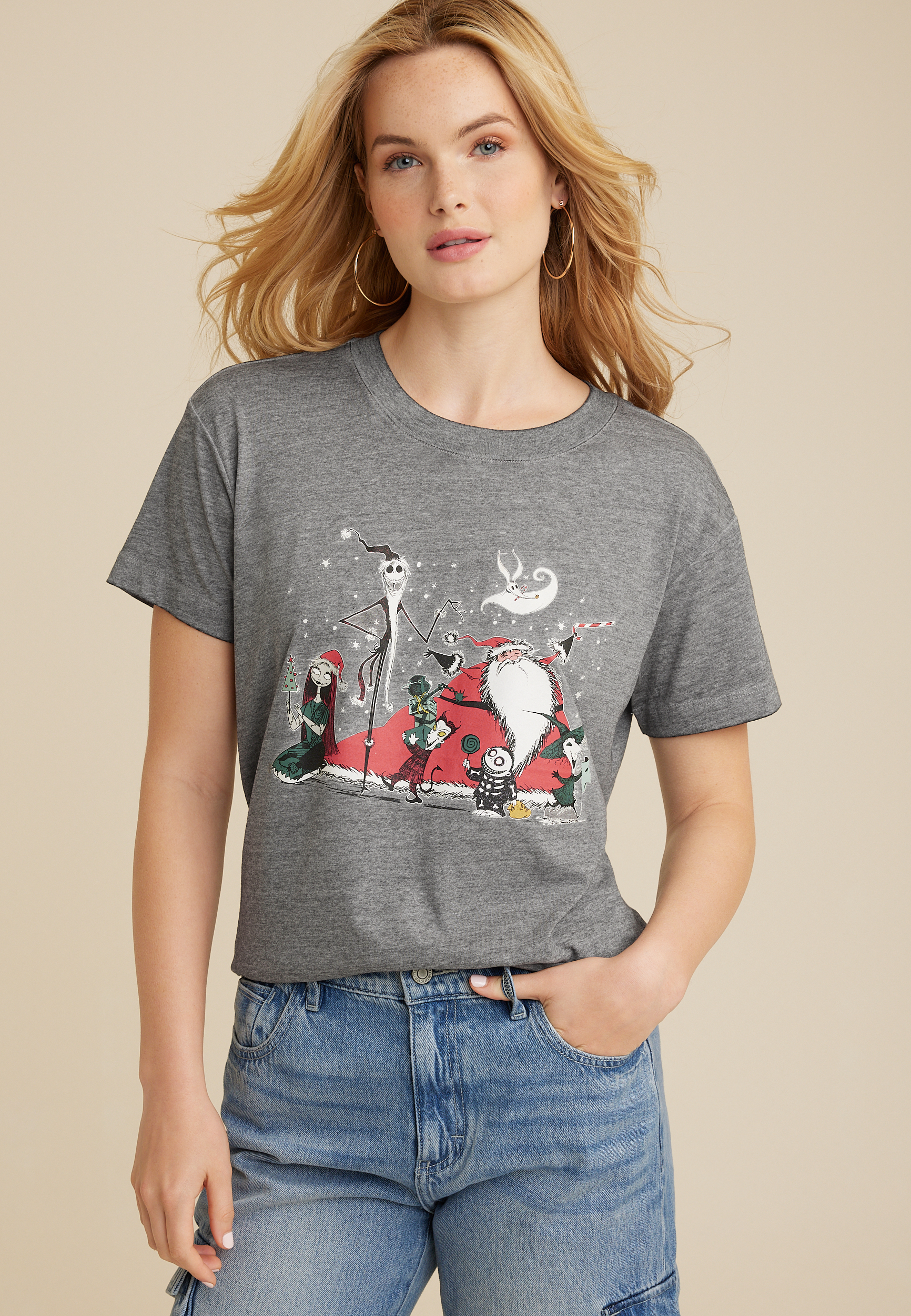 Nightmare Before Christmas Graphic Tee, BLACK, large