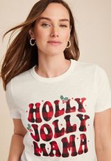 Holly Jolly Mama Graphic Tee, SOFT WHITE, small