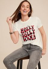 Holly Jolly Mama Graphic Tee, SOFT WHITE, small