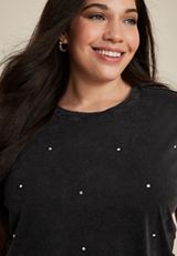 Plus Size edgely&trade; Rhinestone Embellished Crew Neck Tee, C1876, small