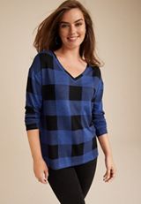 24/7 Victoria Buffalo Plaid Long Sleeve Tee, C2644, small