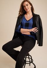 24/7 Victoria Buffalo Plaid Long Sleeve Tee, C2644, small