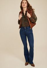 Floral Ruffle Peasant Blouse, BLACK COMBO, small