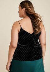 Plus Size Rhinestone Embellished Velvet Cami, C106, small
