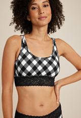 Simply Comfy Buffalo Plaid Cotton Bralette, C1756, small
