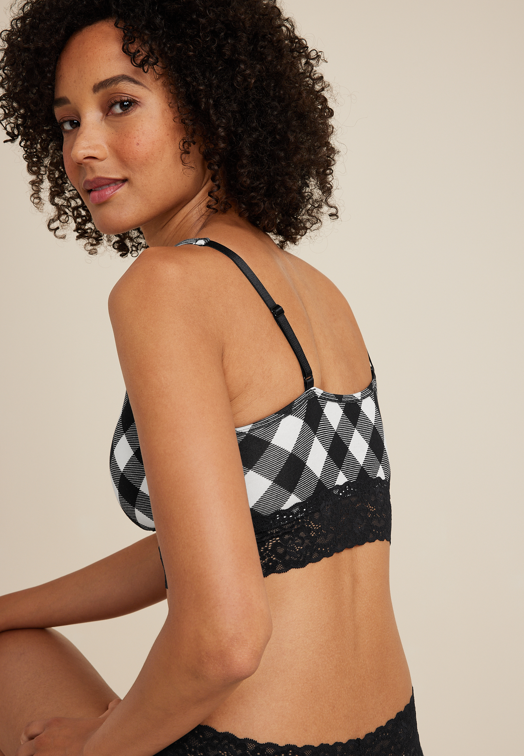 Simply Comfy Buffalo Plaid Cotton Bralette, C1756, large