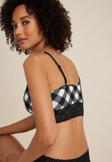 Simply Comfy Buffalo Plaid Cotton Bralette, C1756, small