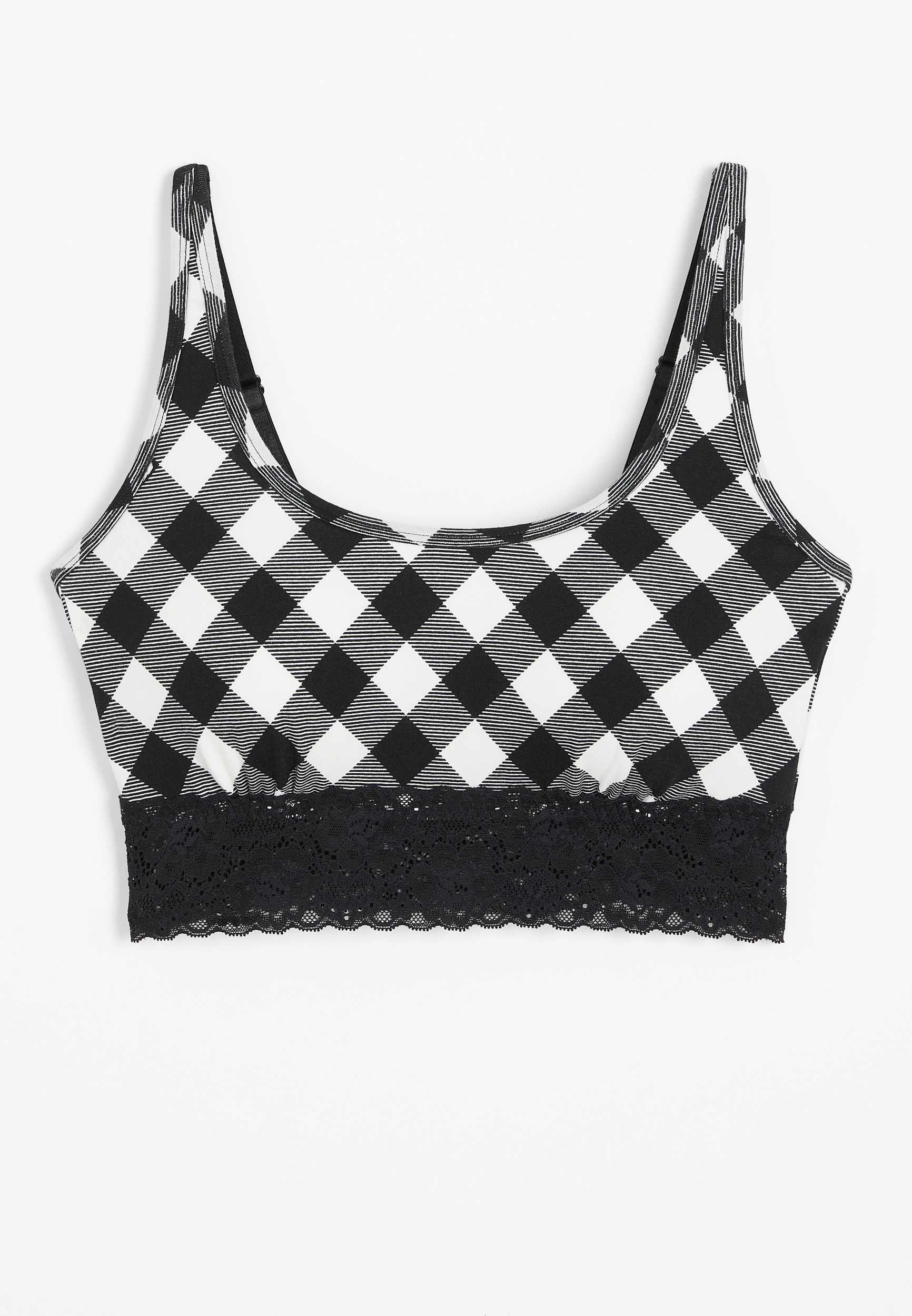 Simply Comfy Buffalo Plaid Cotton Bralette, C1756, large