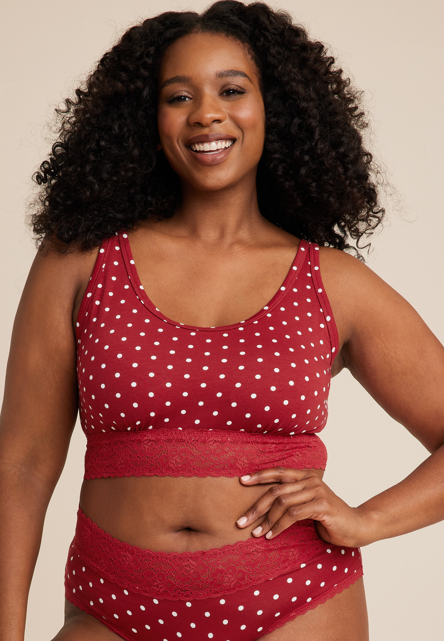 Simply Comfy Polka Dot Cotton Bralette, C7044, large