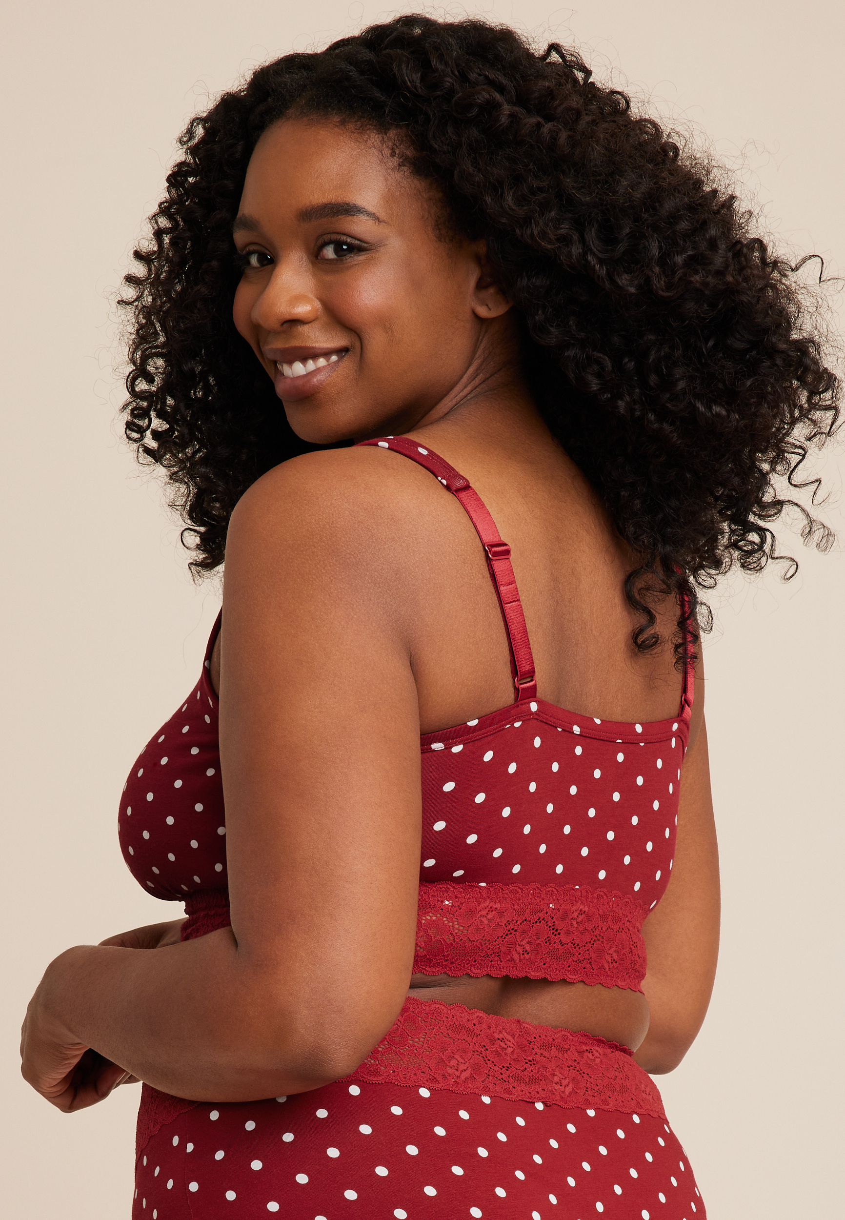 Simply Comfy Polka Dot Cotton Bralette, C7044, large