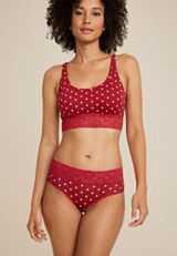 Simply Comfy Polka Dot Cotton Hipster Panty, REBEL RED COMBO, small