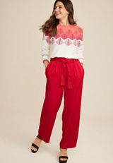 Satin High Rise Wide Leg Pant, C485, small