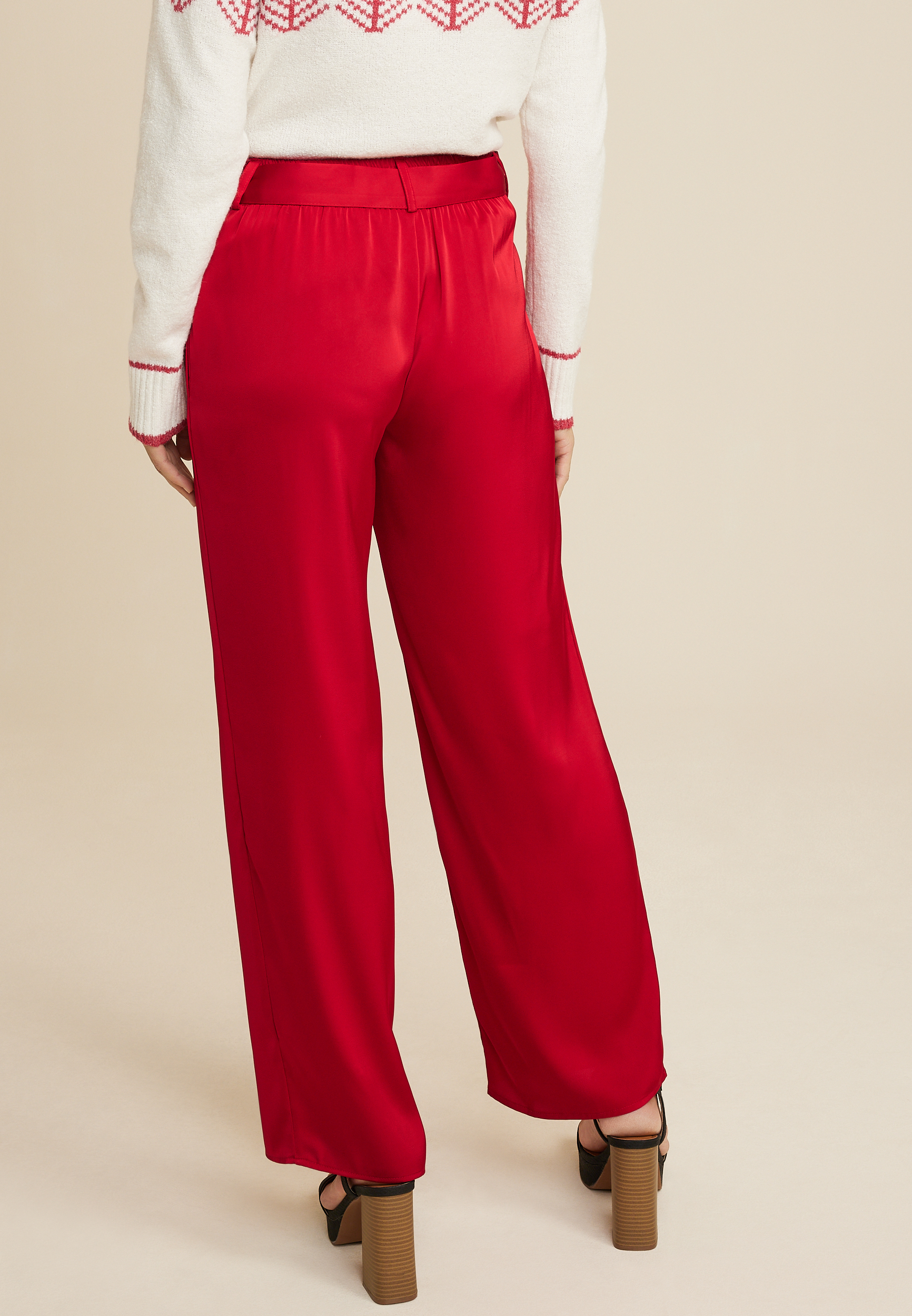 Satin High Rise Wide Leg Pant, C485, large