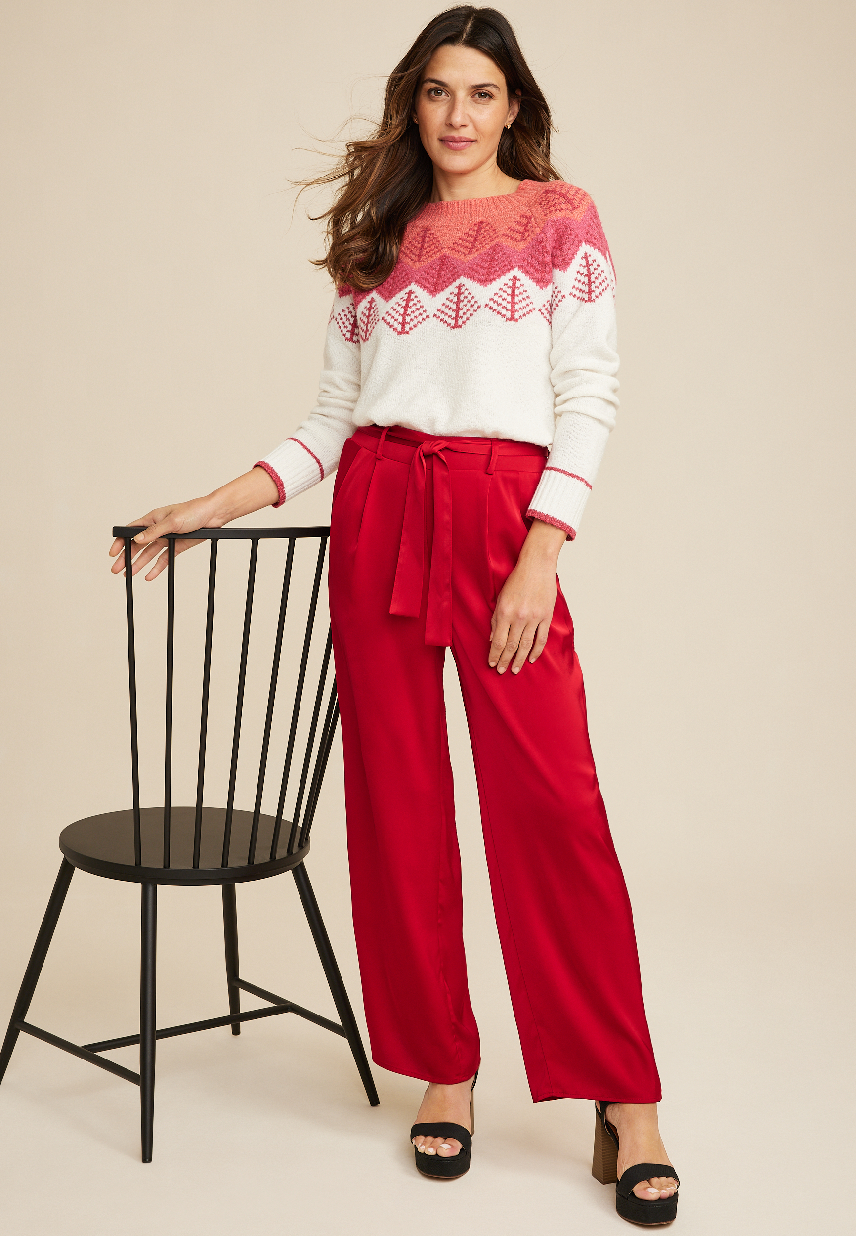 Satin High Rise Wide Leg Pant, C485, large