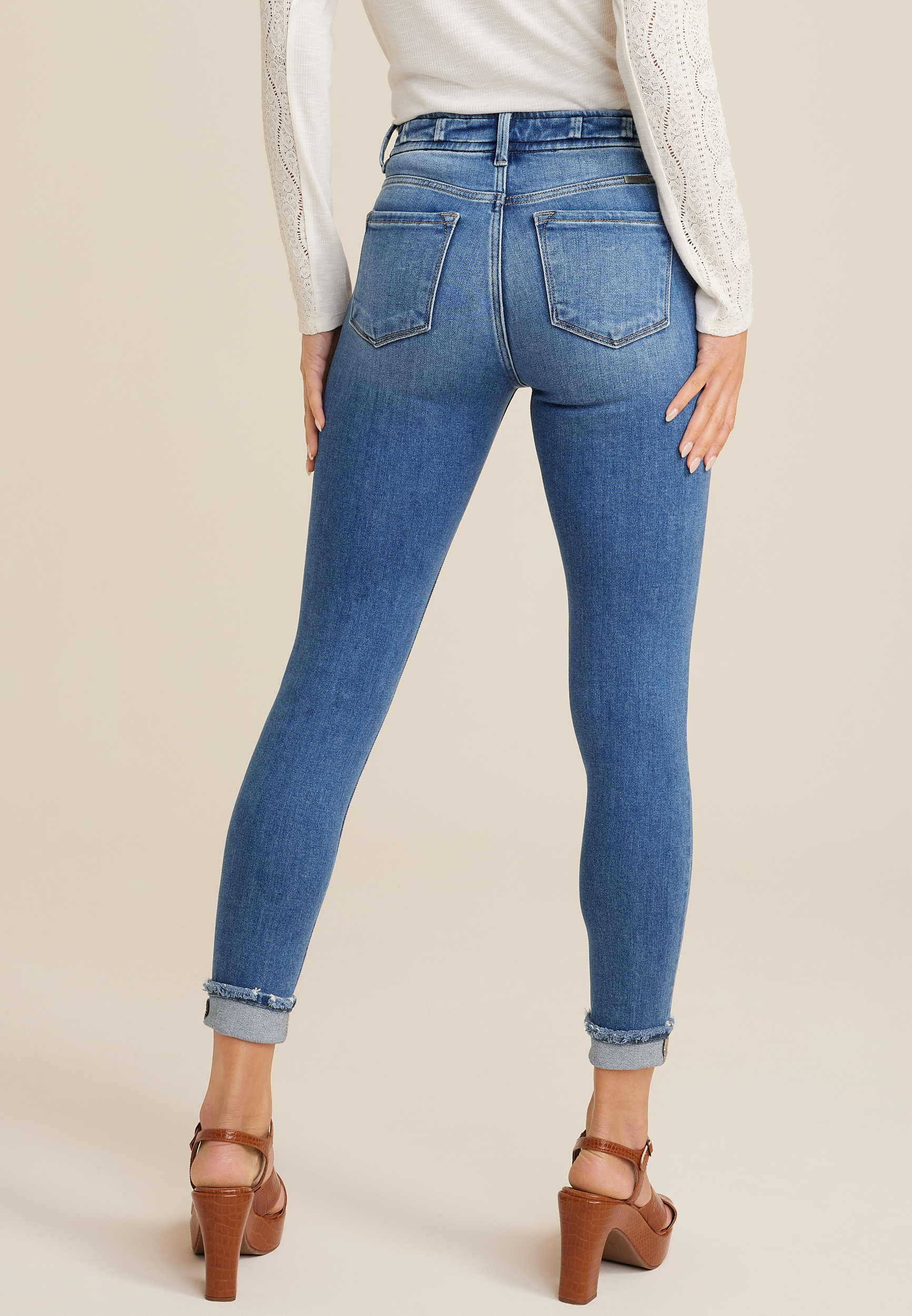 KanCan&trade; Skinny High Rise Rolled Frayed Hem Jean, C3337, large
