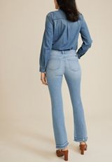 KanCan&trade; High Rise Release Frayed Hem Button Fly Flare Jean, C2806, small