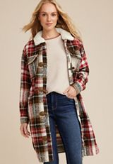 Plaid Toggle Longline Shacket, C1524, small