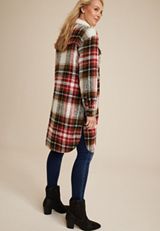 Plaid Toggle Longline Shacket, C1524, small