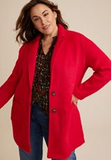 Plus Size Red Coatigan, C9392, small