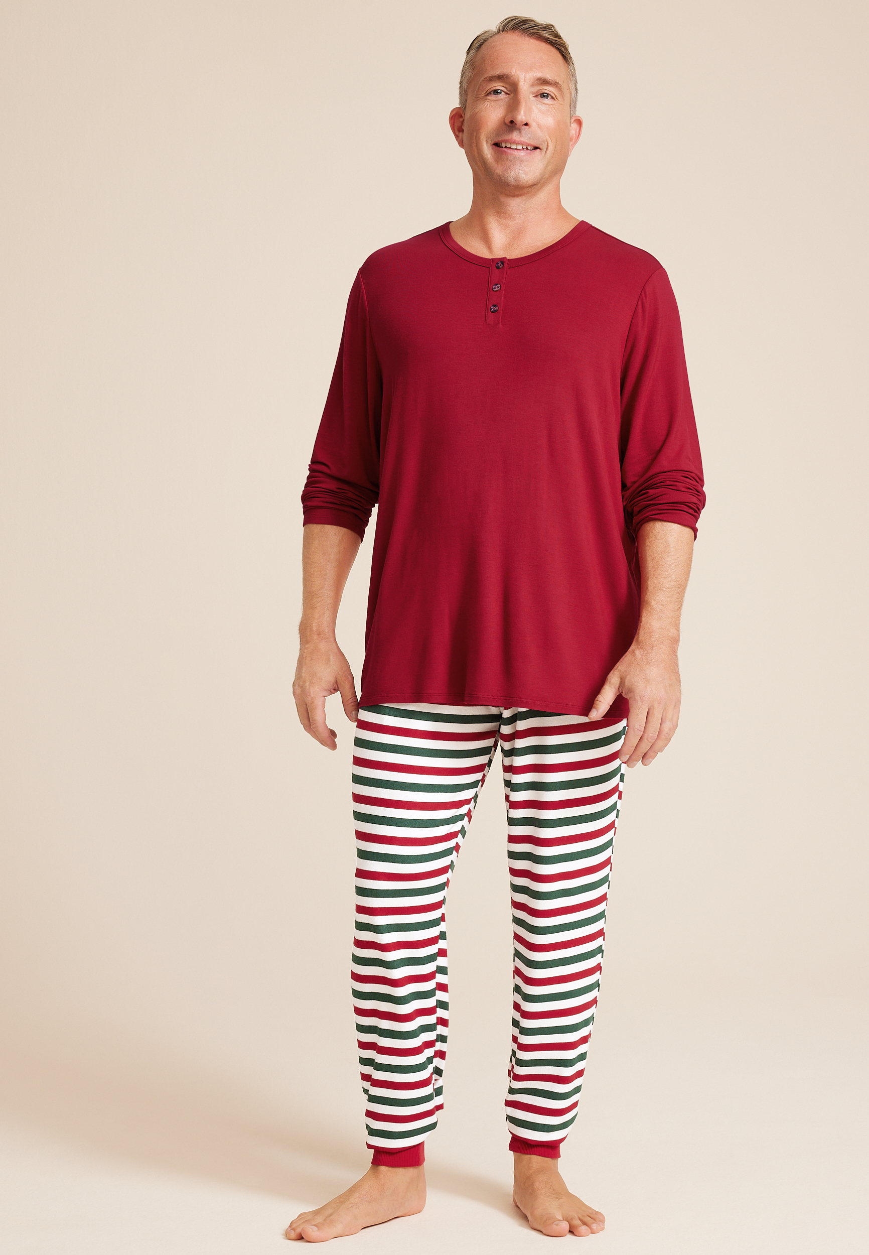Mens Holiday Striped Family Pajamas maurices - Main Image