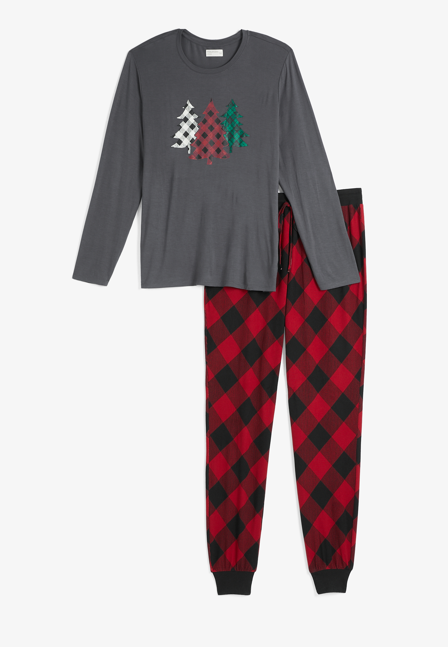 Mens Holiday Trees Family Pajamas, CHARCOAL, large