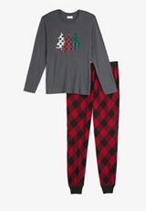 Mens Holiday Trees Family Pajamas, CHARCOAL, small