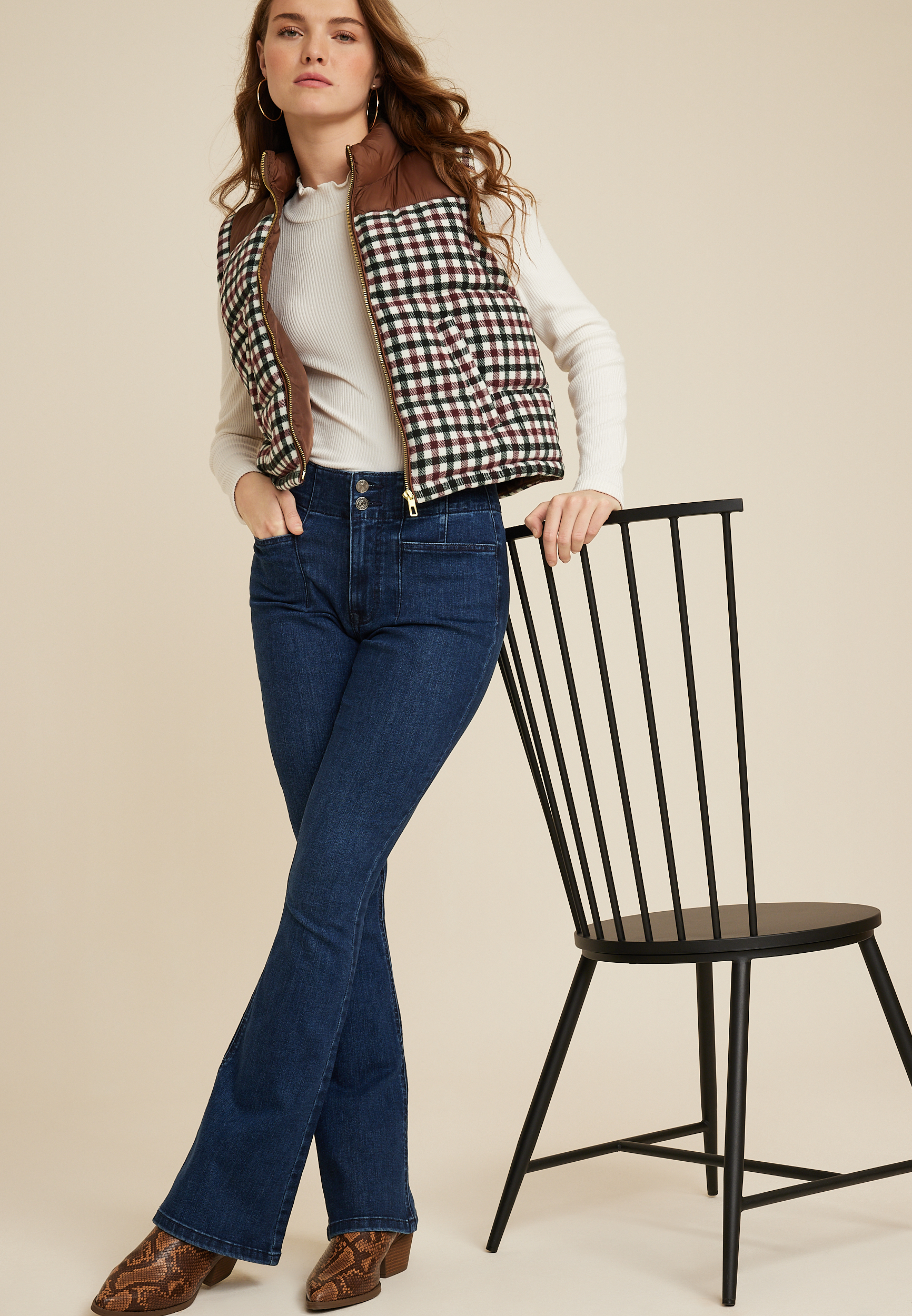 Plaid Mixer Vest, C3681, large