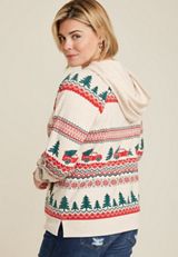Plus Size Homeward Truck Fair Isle Fleece Hoodie, C2445, small
