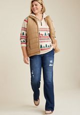 Plus Size Homeward Truck Fair Isle Fleece Hoodie, C2445, small