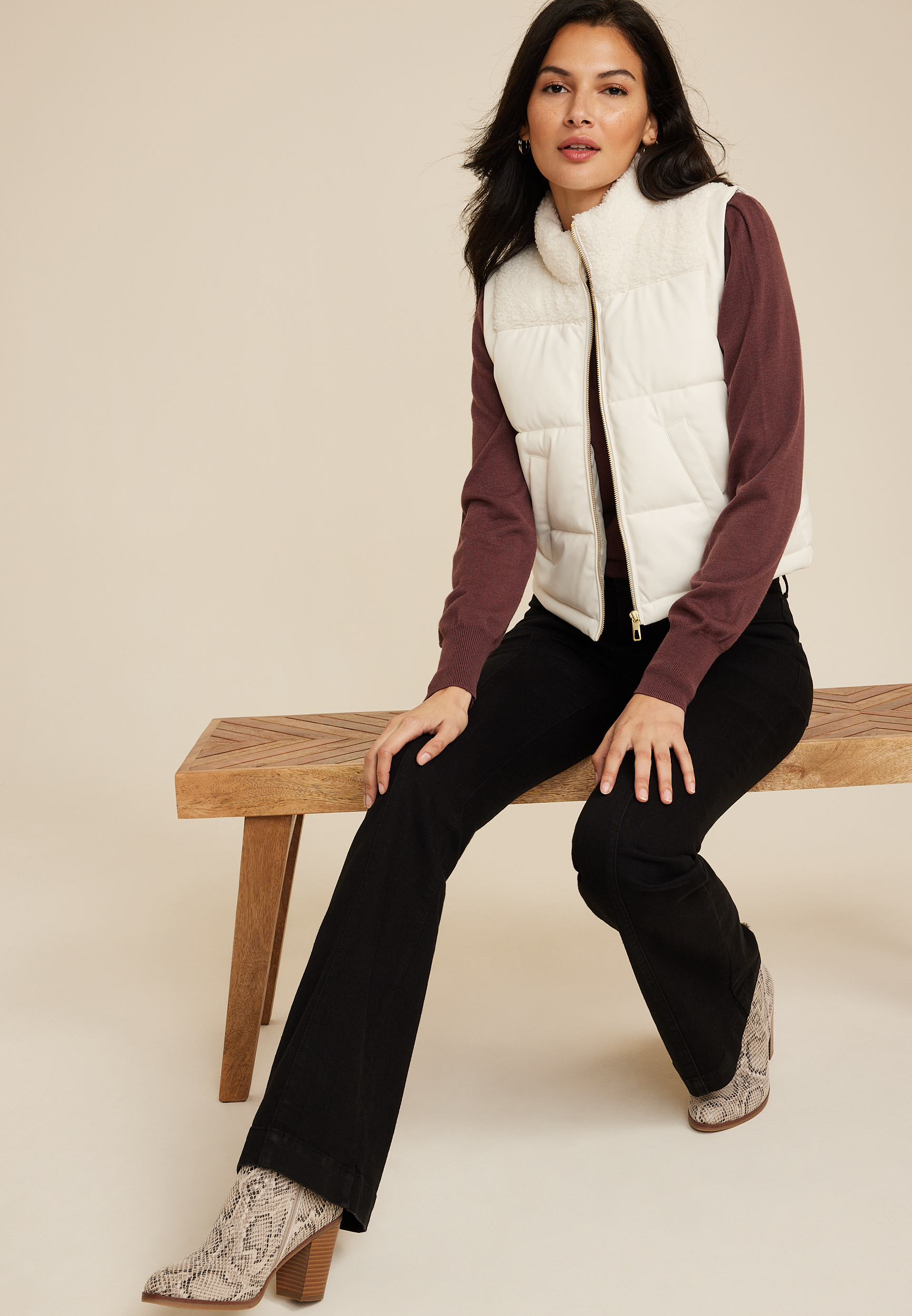 Faux Leather Mixer Vest, C2789, large