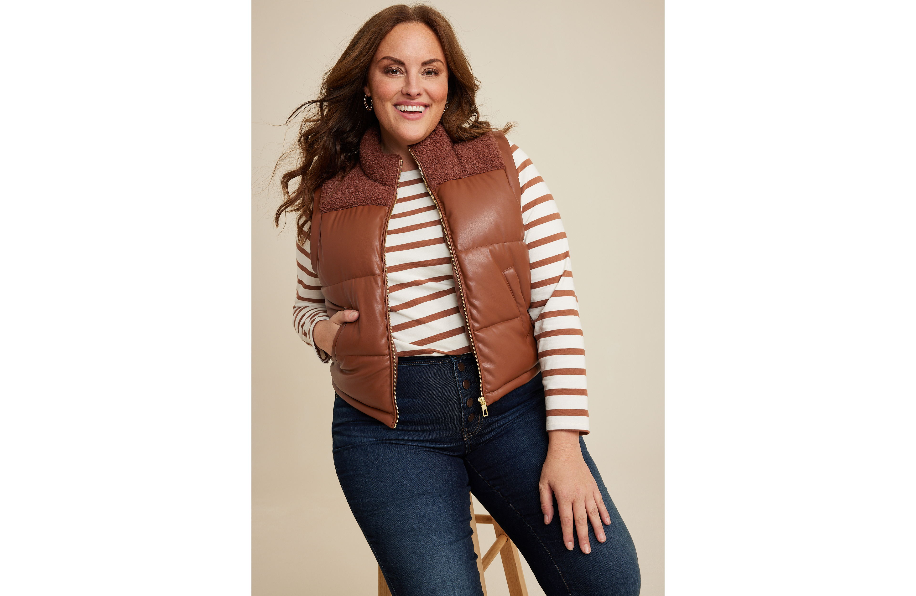 Plus Faux Leather Mixer Vest