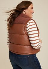 Plus Size Faux Leather Mixer Vest, C9276, small