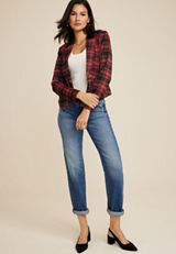 Tartan Plaid Cropped Blazer, C1756, small