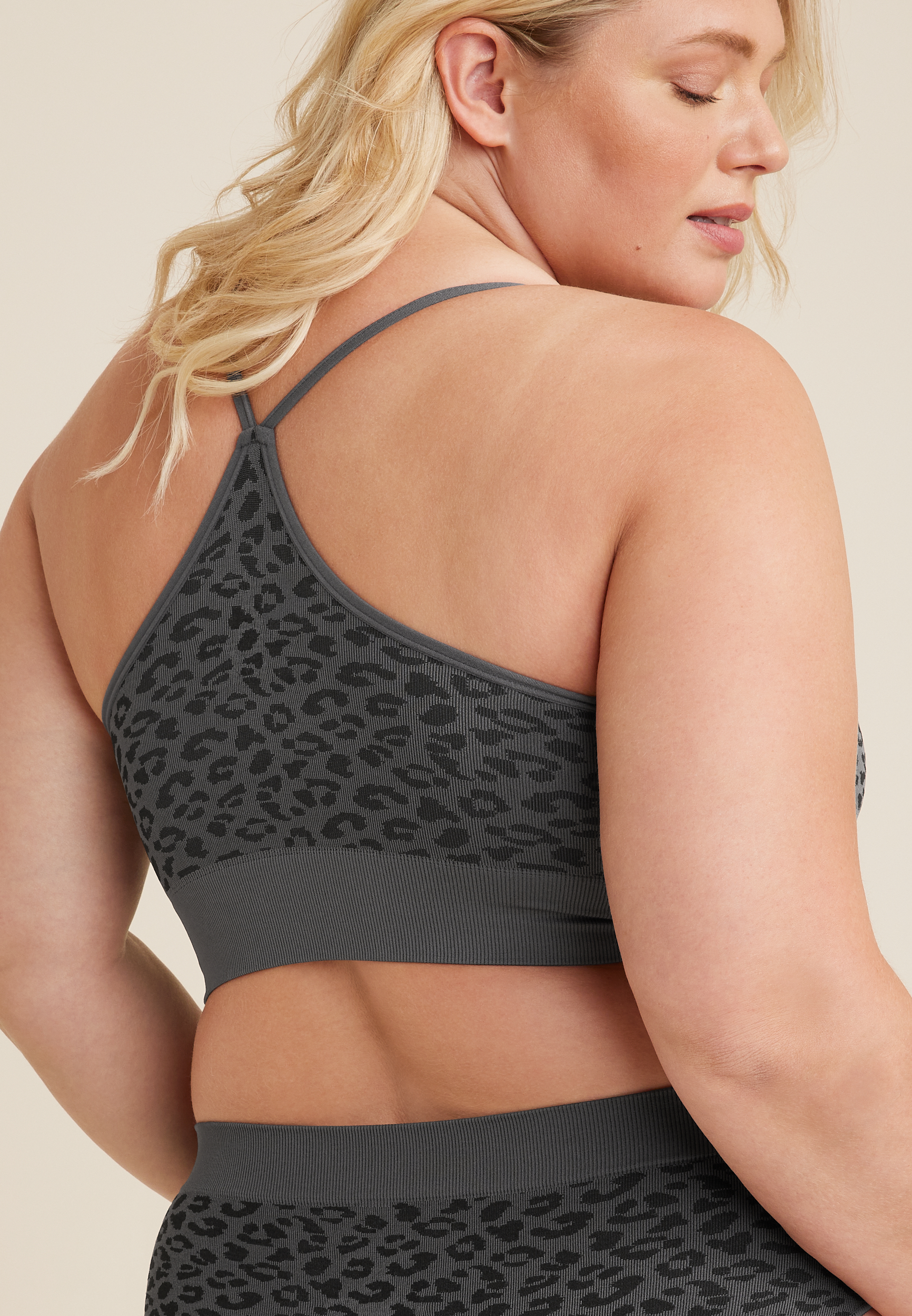 True Stretch Seamless Jacquard Animal Bralette, C1755, large
