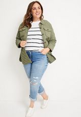 Plus Size 24/7 Dawson Striped Drop Shoulder Tee, SOFT WHITE COMBO, small
