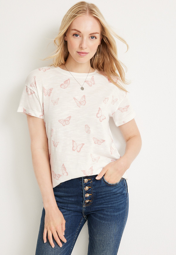 24/7 Dawson Butterfly Drop Shoulder Tee | maurices