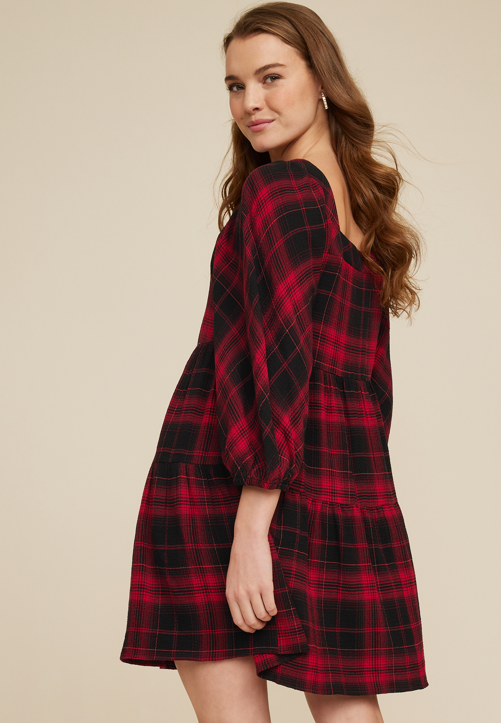 Buffalo Plaid Babydoll Dress, C7044, large