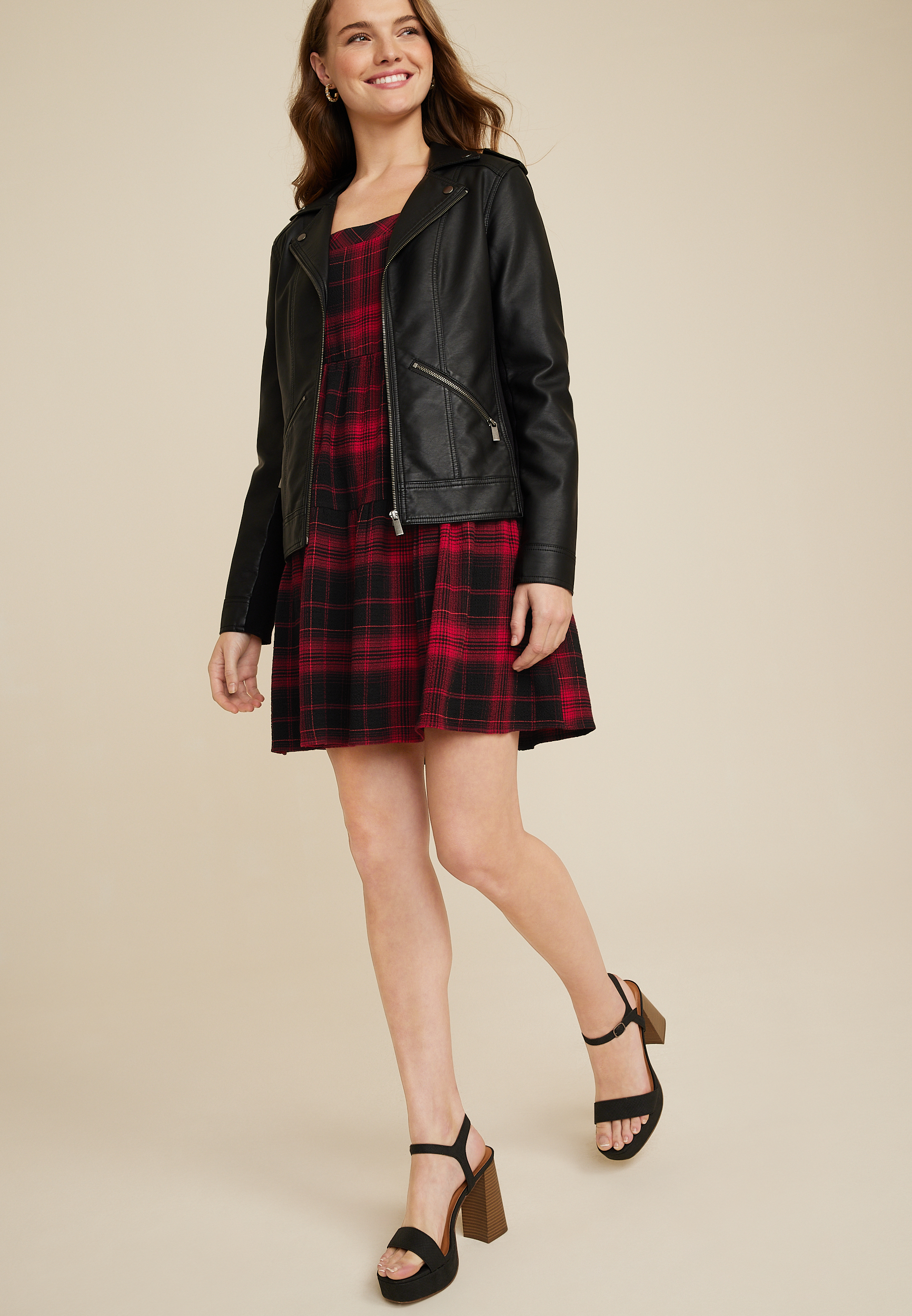 Buffalo Plaid Babydoll Dress, C7044, large