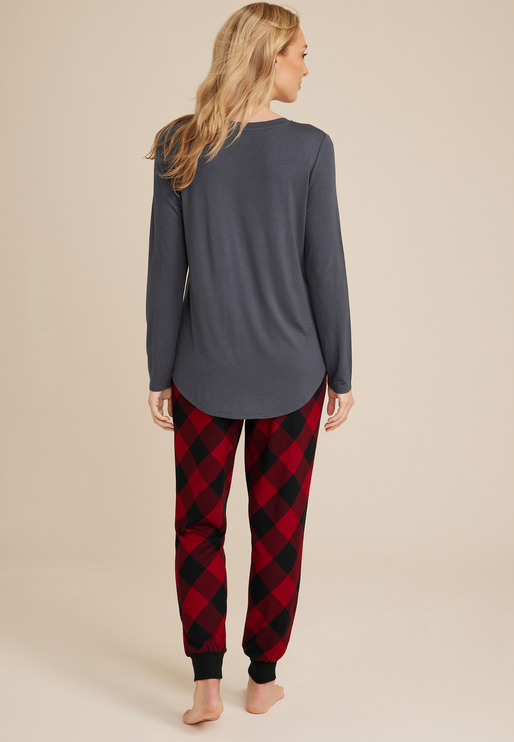 Womens Holiday Trees Family Pajamas, CHARCOAL, large