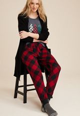 Womens Holiday Trees Family Pajamas, CHARCOAL, small