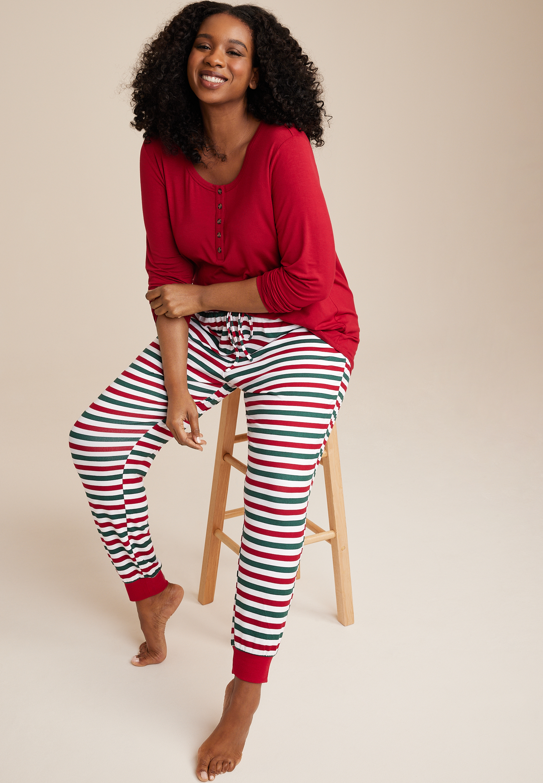 Plus Size Holiday Striped Family Pajamas