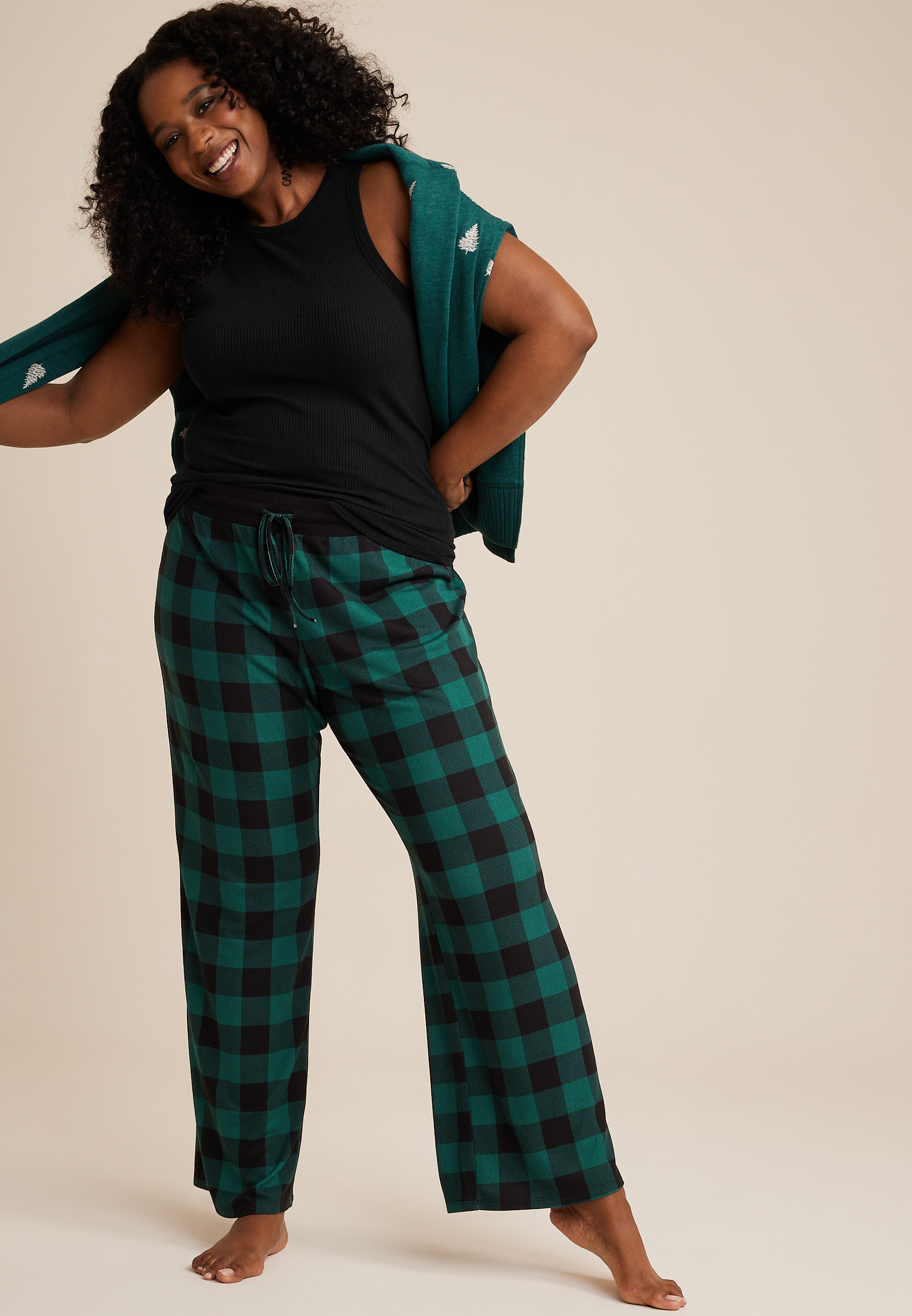 Plus Size Hacci Wide Leg Pajama Pant, C3409, large