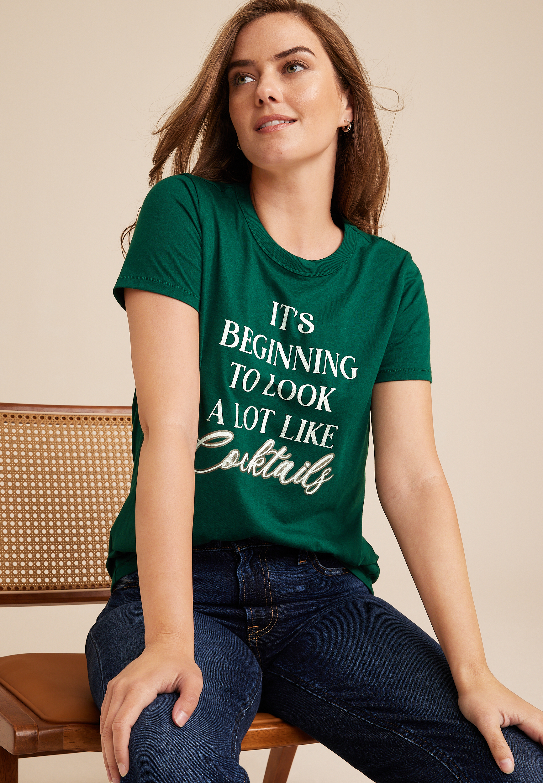 Its Beginning To Look A Lot Like Cocktails Graphic Tee, C3895, large