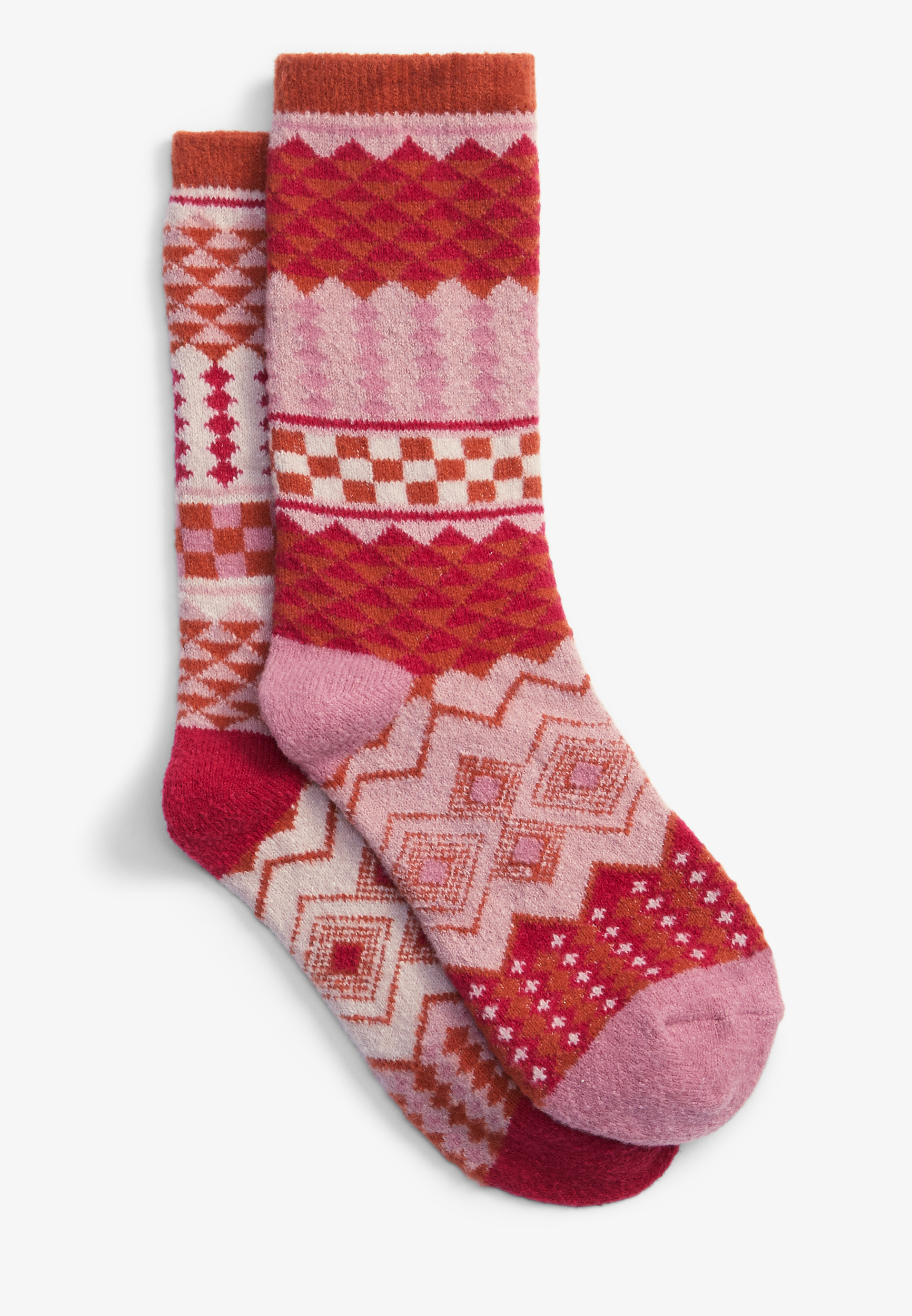 Geo Fair Isle Mismatched Crew Sock