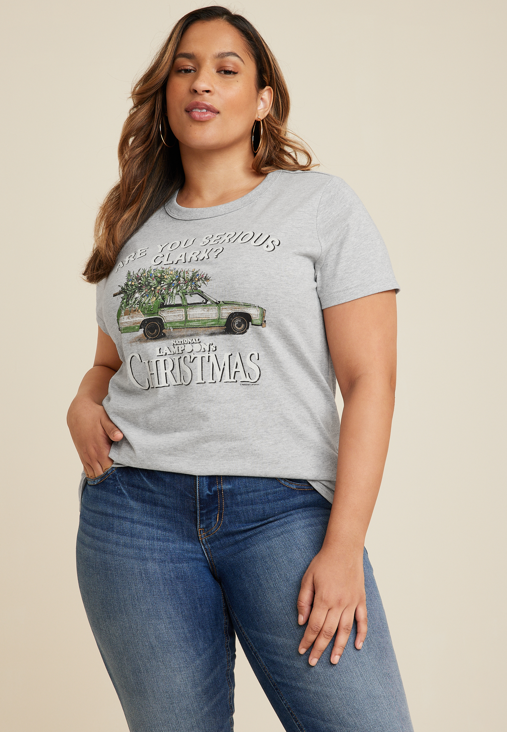 Plus Size National Lampoon Graphic Tee, LIGHT HEATHER GRAY, large
