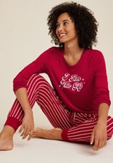 Holiday Graphic Tee And Jogger Pajama Set, C5790, small