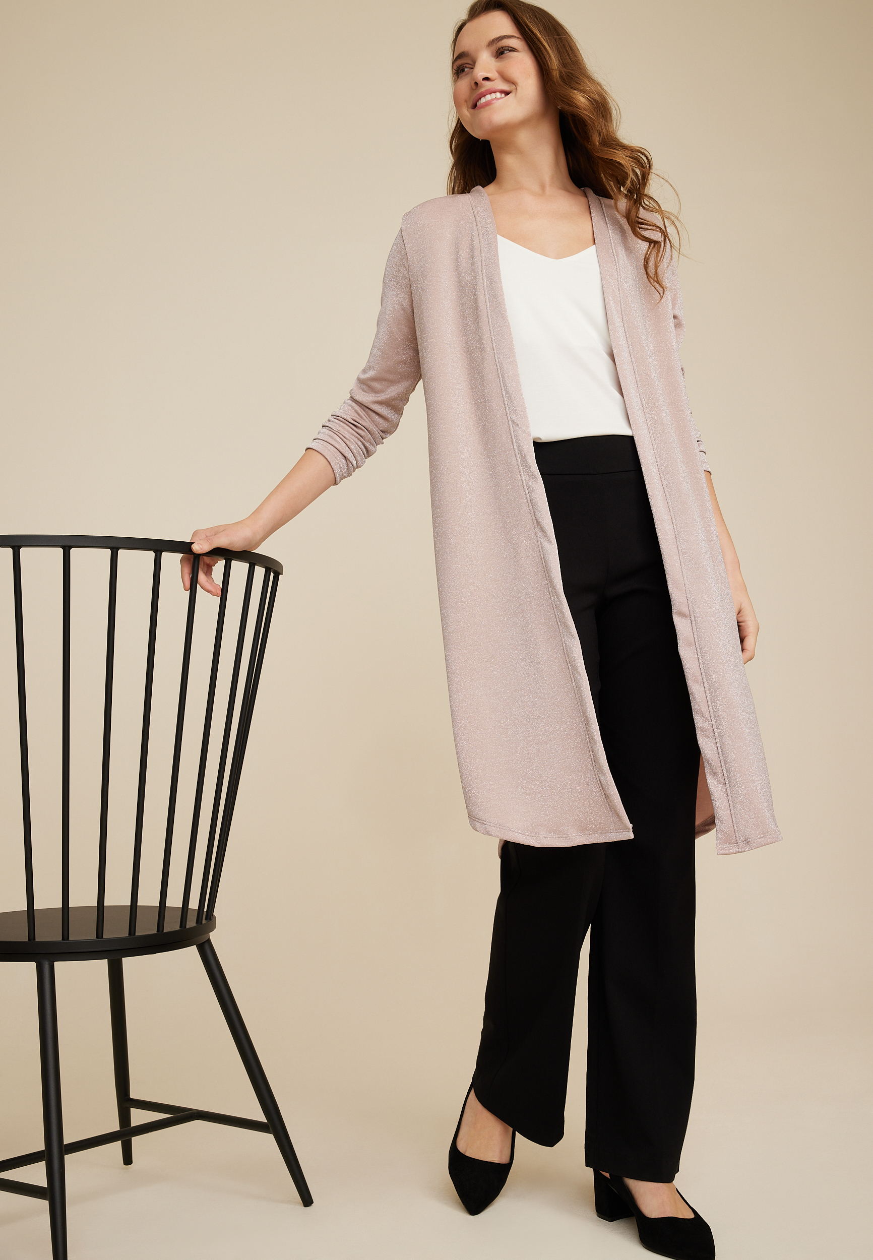 Blush Metallic Duster Cardigan, C9080, large