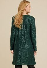 Green Sequin Duster Cardigan, C3895, small