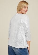 Plus Size Silver Sequin Cardigan, C431, small
