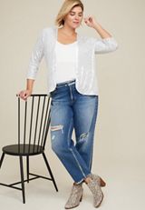 Plus Size Silver Sequin Cardigan, C431, small